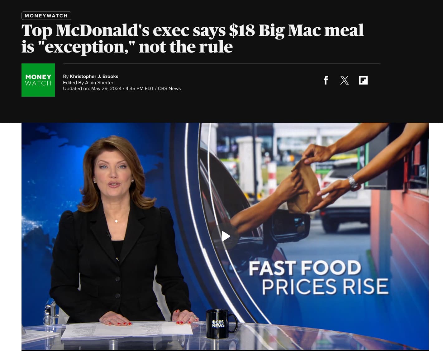 online advertising - Moneywatch Top McDonald's exec says $18 Big Mac meal is